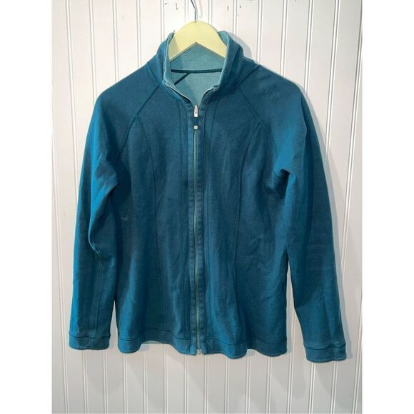 Kirkland Reversible Zip Jacket Women’s Green Small Teal Long Sleeve Athleisure - Picture 7 of 7